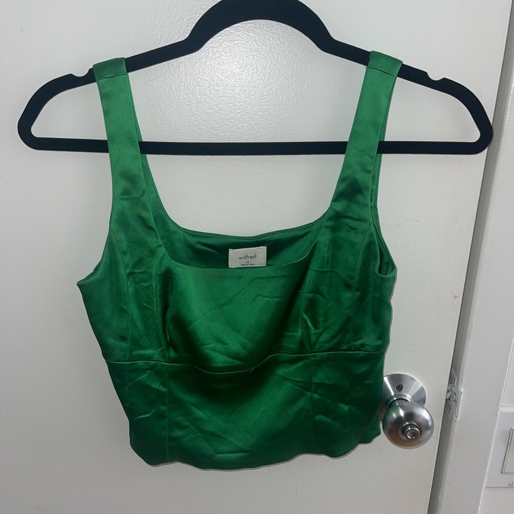 Wilfred Vibrant Green Satin Tank Top